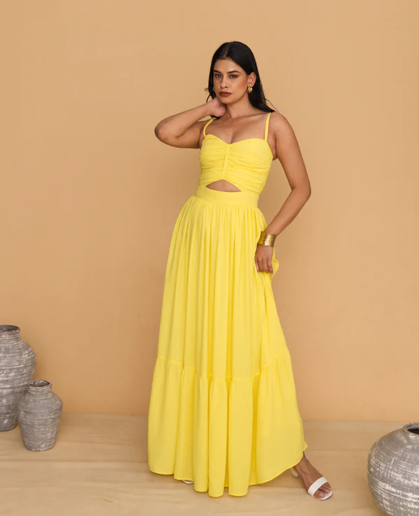 Yellow Cutout Maxi Dress