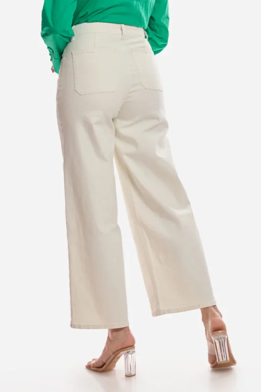 Cotton Mid Rise Wide Leg Denims