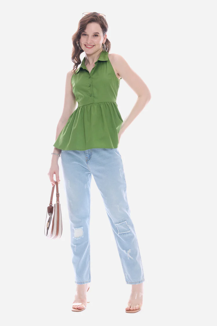 Halter Neck Peplum Top