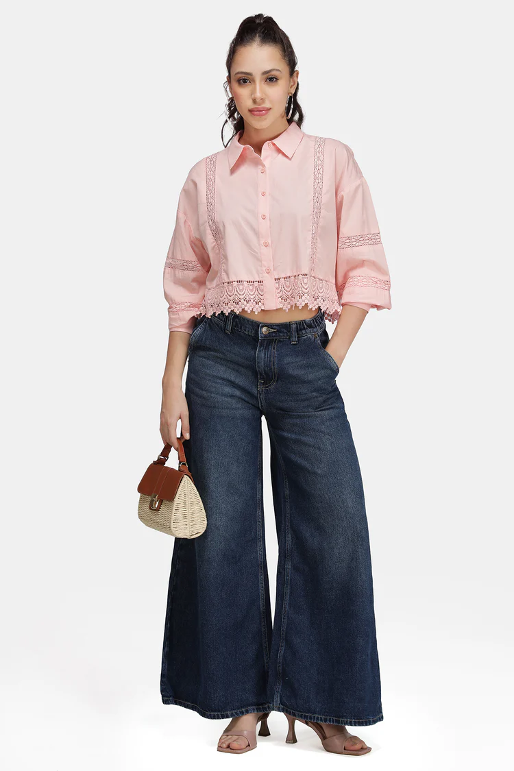 Cotton Lace Crop Shirt