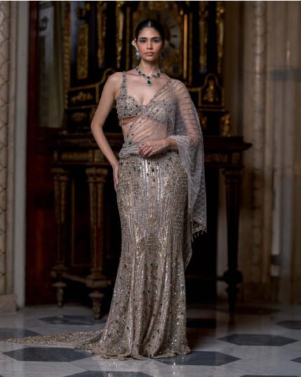 Silver & Gold Fitted Lehenga Set