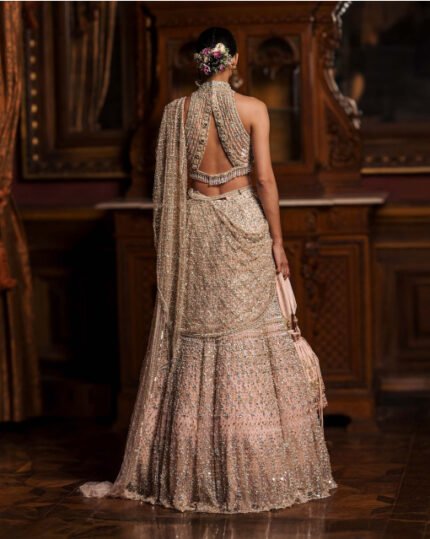 Light Pink Lehenga Set with Dual-Tone Embroidery