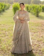 Peach Lehenga Set with All-Over Crystal Work