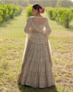 Peach Lehenga Set with All-Over Crystal Work