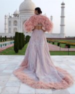 Peach Lehenga Set with Handcrafted Sequin Work