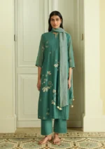 Emerald Green Appliqué Kurta Set for Women