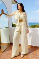 Ivory Co-Ord Set with Sheer Blazer